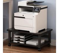 Supporto per stampante mobile con ruote bloccabili, carrello per stampante, compatto, per forniture da ufficio, ripiano nero per stampante, fax, scanner, file e libri (50 cm)