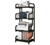 Supporto per stampante regolabile a 4 livelli, rack multifunzionale per casa e ufficio, ripiano per supporti AV, tavolo salvaspazio da pavimento (nero, 127 x 50 cm)