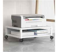 Supporto per stampante regolabile con ruote bloccabili a 2 livelli DesktopRack moderno da pavimento per casa e ufficio bianco H20 cm/7,9" soluzione salvaspazio