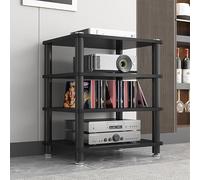 Supporto per Stampante, Supporto Rack Audio HiFi a 4 Livelli - Ripiano Verticale per Giradischi Aperto per Sala Giochi e Registrazione - Mobile AV Robusto con Telaio Nero per Giradischi e AP