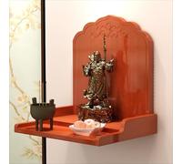 Supporto per statua di Buddha a parete, altare per santuario, preghiera in legno, tavolo per incenso buddista, mobiletto per il dio della ricchezza(Walnut,32 * 25 * 25cm/12.5x9.8x9.8in)