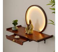 Supporto per statua di Buddha a parete/tavolo per altare,Tavolo per preghiera e meditazione con funzione contenimento,Nicchia Buddha/tavolo a nido cassetti,per a adatto a piccoli spazi(A,60cm/23.6in)