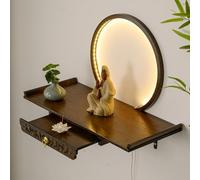 Supporto per statua di Buddha a parete/tavolo per altare,Tavolo per preghiera e meditazione con funzione contenimento,Nicchia Buddha/tavolo a nido cassetti,per a adatto a piccoli spazi(B,60cm/23.6in)