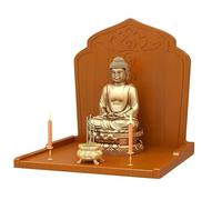 Supporto Per Statua Di Buddha Parete Altare Tavolo Per Offerte Tavolo Per Meditazione Intagliato A Mano Elegante Mensola Da Tempio Per Offerte, Tributi, Preghiere E Spazio(Yellow,34CM/13.3IN)