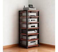 Supporto per Supporti AV Stereo Rack, Mobile portaoggetti per Supporti multimediali, Rack per componenti Stereo, Pannello di truciolato, Staffa in Acciaio al Carbonio(Red)