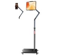 Supporto Per Tablet Con Braccio Regolabile A 720°, Supporto Da Pavimento Per Tablet, Supporto Per Telefono Con Braccio Meccanico A 3 Sezioni, Con Pattini A Rotelle Con Freno A Pedale A 360°, Telaio
