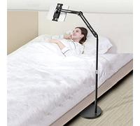 Supporto per tablet con collo a cigno， con altezza regolabile e base rotonda stabile da 10 libbre, for dispositivi da 4-13,5" e tutti i telefoni(Black,1.8m)