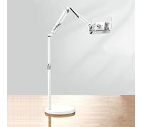 Supporto per tablet con collo a cigno， con altezza regolabile e base rotonda stabile da 10 libbre, for dispositivi da 4-13,5" e tutti i telefoni(White,1.8m)