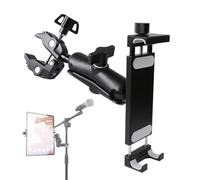 Supporto per tablet in alluminio per microfono, supporto laterale per tutti gli iPad, girevole a 360 gradi con morsetto super compatibile per iPad Pro 12.9, Air, Mini, Galaxy Tabs, tablet da 4,7-15