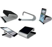 Supporto per tablet PC helit "the jaw stand", argento in alluminio, per tablet e smartphone con e senza protezione - 1 pezzo (H NEW