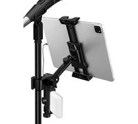 Supporto per tablet per microfono con clip per power bank, supporto regolabile per iPad/iPhone per leggio, compatibile con dispositivi con schermo da 4,7 a 13,5 pollici, Android, streaming e