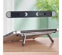 Supporto per tablet portatile regolabile nero 21,4 x 2,5 x 0,8 cm pieghevole da scrivania per visualizzazione notebook digitazione ufficio viaggio camera da letto accessorio ergonomico compatto