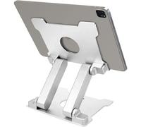 Supporto per tablet regolabile e pieghevole in lega di alluminio, supporto girevole a 360 gradi all'altezza degli occhi per scrivania, compatibile