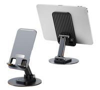 Supporto per tablet regolabile in altezza e angolazione, pieghevole, piccolo, portatile, universale, impermeabile, resistente, con base girevole,