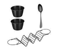 Supporto Per Taco - Supporto Per Taco | Supporto Per Tacos In Acciaio Inossidabile | Set Da Portata Multiuso Per Taco Bar, Set Per Burrito Adatto Al Forno Con Cucchiaio E 2 Tazze Per Salsa Per Potluck