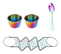 Supporto per tacos in acciaio inox, 28 cm, con tazze per salsa, supporto creativo per pancake per involtini primavera burritos, base stabile per cucina, sala da pranzo, feste (D)