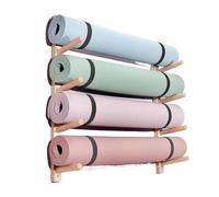 Supporto Per Tappetino Da Yoga A Parete Solid Wood Yoga Mat Rack Massage Roller Wall Shelf Studio Storage Solution Mounted Wooden Organizer Stand(4 floors high 73cm)