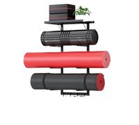 Supporto Per Tappetino Da Yoga A Parete Yoga Mat Holder Wall Mount Accessory Storage Rack Home Gym Accessories Organizer Floating Shelf And Hooks For Hanging