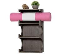 Supporto Per Tappetino Da Yoga A Parete Yoga Mat Holder With Shelf, Wall Mounted 3 Tier Foam Roller Exercise Storage Rack, Gray Wood Organizer
