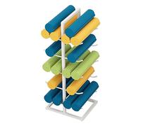 Supporto per tappetino da yoga in metallo e scaffale, organizer a 5 ripiani a doppio lato, per casa, palestra e studio, espositore con rullo in schiuma, attrezzatura salvaspazio per il benessere