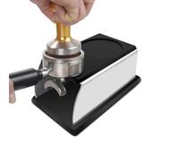 Supporto per Tappetino Pressa Caffè Supporto per Macinapolvere in Acciaio Inox e Silicone per Portafiltro Caffè Espresso, Accessori per Principianti e Professionisti(Nero), 9.2 * 6.3 * 14.2cm