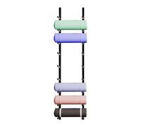 Supporto per Tappetino Yoga in Metallo, Supporto per Attrezzi da Palestra Montato a Parete, Supporto per Tappetino/Rullo di Schiuma, Realizzato in Ferro, Adatto per casa/Studio/Club (Nero, 9