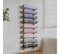 Supporto per Tappetino Yoga Montaggio a Parete Portaoggetti per Tappetino Yoga Accessori per Palestra di casa Rastrelliera in Legno per riporre tappetini Yoga con rulli in Schiuma