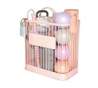 Supporto Per Tappetino Yoga Organizzatore for attrezzi da fitness, cestino in metallo for tappetini da yoga e attrezzatura da badminton, elegante contenitore for la casa(Gentle Pink - Large)