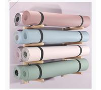 Supporto per Tappetino Yoga Supporto per Tappetino Yoga a 4 Livelli per Riporre 8 Tappetini, Porta Tappetino Yoga con Montaggio a Parete in Legno, Risparmiare Spazio Sul Pavimento, Versatile Organizza