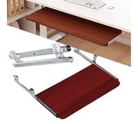 Supporto per tastiera del computer in legno, regolabile in altezza, cassetto estraibile, ideale per casa e ufficio, facile da installare, finitura in teak, 54 x 27 cm, design ergonomico.