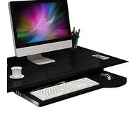 Supporto per tastiera regolabile sotto la scrivania, supporto estraibile per tastiera da scrivania, ripiano in legno con guide scorrevoli, supporta fino a 24 kg, design salvaspazio