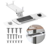 Maclean Vassoio per tastiera sotto la scrivania con vassoio per mouse, regolabile in altezza, inclinabile e girevole | Supporto ergonomico per scrivania fino a 5 kg | Supporto per tastiera in acciaio