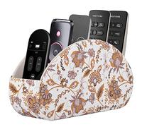 Supporto per telecomando, porta TV con 5 scomparti, organizer per comodino, per controller, occhiali, pennelli da trucco, gioielli e lettore multimediale, penna e matita (fiori gialli)