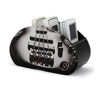 Supporto per telecomando TV per chitarra elettrica basso vintage musicale con 5 scomparti, simpatico vassoio in pelle PU per telecomando, organizer da tavolo, portapenne, per comodino, scrivania, deco