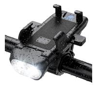 Supporto per Telefono 4-in-1 per Bici, Attacco per Manubrio con Luce LED | Portatelefono per Bicicletta con Faro, Power Bank da 3000mAh e Clacson da 130dB per Viaggi Notturni Più Sicuri