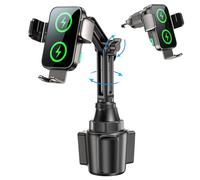 Supporto per telefono a doppia bobina da 15 W, caricabatterie wireless da auto con bloccaggio automatico, ricarica rapida, supporto per telefono per la tua auto per iPhone Series, Samsung Flip S25 S24