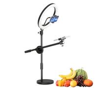 Supporto per telefono aereo - Anello luminoso per selfie con treppiede, supporto per fotocamera a braccio articolato flessibile, illuminazione video a LED per una messa a fuoco chiara, per