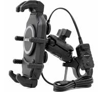 Supporto per telefono antivibrazione con caricatore wireless e presa USB-C MotoZem M26-C1 nero