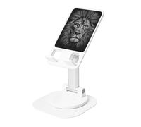 Supporto per telefono cellulare a forma di testa di leone in bianco e nero con angolo di altezza regolabile a 360 ° supporto per telefono da tavolo pieghevole portatile accessori da ufficio