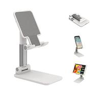 Supporto per telefono cellulare, altezza regolabile, supporto per telefono da tavolo, pieghevole, in alluminio, supporto universale per tablet, compatibile con iPhone, cellulare, iPad, tablet (bianco)
