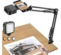 Supporto per telefono cellulare, braccio articolato con luce a LED, supporto flessibile per telefono in streaming in diretta, registrazione video, disegno, cucina