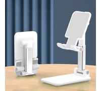 Supporto per telefono cellulare, completamente regolabile, pieghevole, con cuscinetto in silicone, per scrivania, compatibile con tutti i telefoni cellulari (bianco)