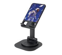 Supporto per telefono cellulare con astronauta nero su blu, angolo regolabile in altezza regolabile a 360 °, supporto per telefono da tavolo pieghevole portatile accessori da ufficio compatibile con