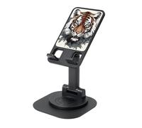 Supporto per telefono cellulare Doodle Tiger nero e bianco con angolo di altezza regolabile a 360 ° supporto per telefono portatile pieghevole da scrivania accessori da ufficio compatibile con tutti i
