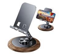 Supporto per telefono cellulare, supporto mobile regolabile in metallo con base in legno, girevole a 360 gradi, supporto da scrivania per smartphone, per studio, biblioteca, aeroplano, camera da
