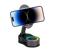 Supporto per telefono con altoparlante induttivo, supporto audio wireless con luce, base audio per tablet, registrazione, camera da , streaming in diretta e guardare film