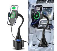 Supporto per telefono con blocco automatico, 2 in 1, ricarica rapida, 15 W con estensione rapida, braccio lungo, girevole veloce, girevole a 360°, per iPhone 16/15/14/13/12 pro/12