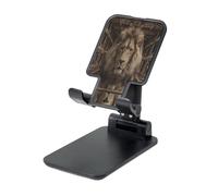 Supporto per telefono con leone maschio nella gabbia, supporto regolabile da scrivania per iPhone, telefoni cellulari e tablet, portatile, design pieghevole