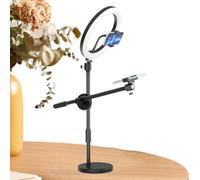 Supporto per telefono con luce ad anello LED, supporto da tavolo regolabile | Illuminazione articolata del supporto LED della macchina fotografica del braccio video per l'insegnamento