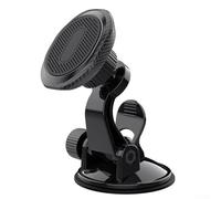 Supporto per telefono da auto con forte ventosa e magnete integrato per un supporto sicuro dei dispositivi mobili nel veicolo - staffa ABS nera, pieghevole (ROUND)